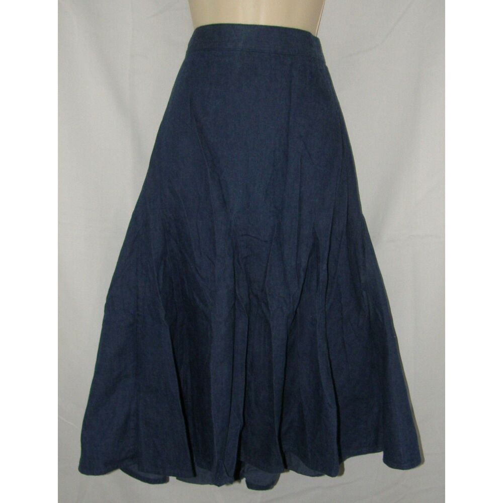 Vintage Blue Lightweight Denim Sz Medium Casual Wear Full Midi Skirt HOWARD WOLF